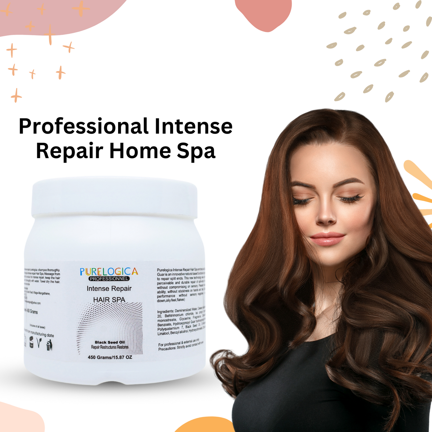 Purelogica Professional Intense Repair 450gm home Spa hair mask for hair and scalp